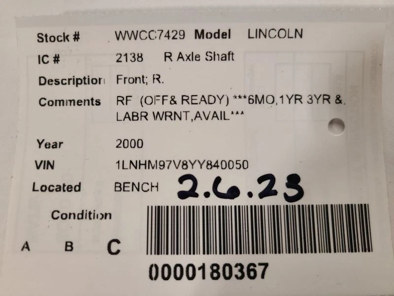 Passenger Right Axle Shaft Front Fits 95-02 LINCOLN CONTINENTAL 1669414 - Image 4 of 4