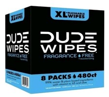 Dude Flushable Wipes XL Moisturizing Fragrance Free Multi-Surface 8 Packs