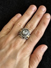 Cool Rare Vintage Suata 925 18k Blue Topaz Poison Ring 6.7 Gm