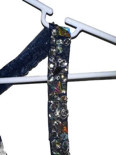 NWT City Triangles Column Chiffon Maxi Gown Juniors 11 Navy Rhinestones READ - Picture 5 of 17
