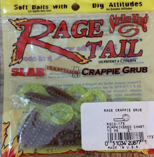 Rage Tail Strike King 2” Crappie Grub Pumpkinseed Chart-1pk of 10pcs-NEW