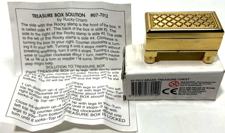 Rocky Chiaro Brass Treasure Chest Mechanical Puzzle Box Secret Lock Vintage