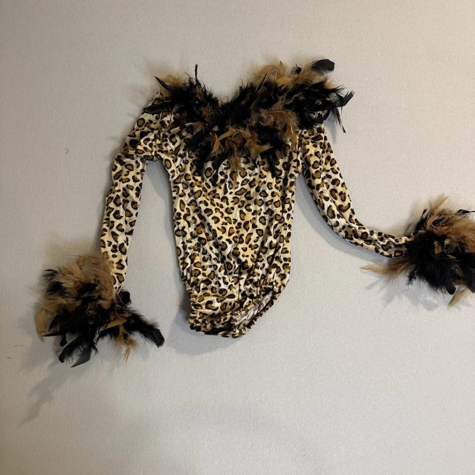 Disfraz elástico de leopardo Princesa Paraíso para niños con plumas tostadas/negras talla S 5/6 Foto 2 de 4