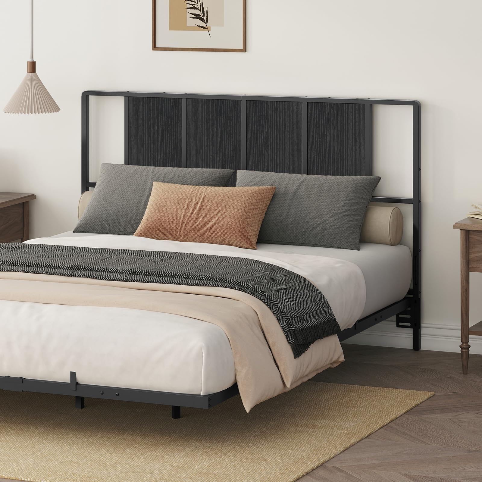 Queen Size Headboard Only, Metal Headboard with Adapters, Minimalist Industri...