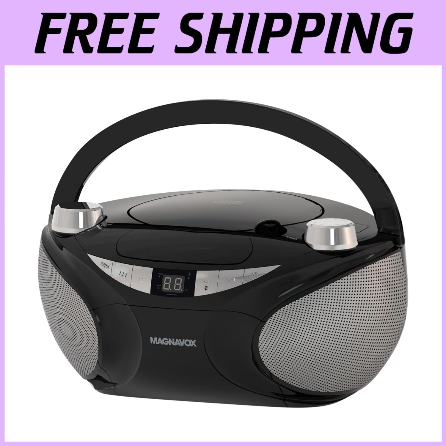 Black Portable Boombox with LED Display