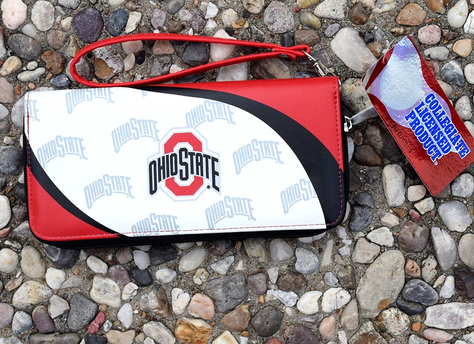 NEW Women's Ohio State Buckeyes NCAA Wallet Curve Zip Wrist Purse - Image 3 of 4