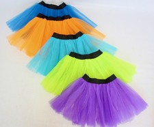1980’s Tutu Skirt Triple Net Petticoat Purple Orange Green Blue Adult Uk 6-12