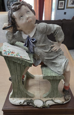 G Armani Hand Painted Resin Schoolgirl Figurine Multicolor Matte Floral, Unboxed