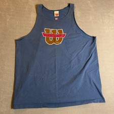 Vintage Wilson Athleticwear Tank Top Mens XXL Blue Cotton Graphic Made in USA