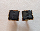 Vintage Swank Gold Tone & Black Cuff Links