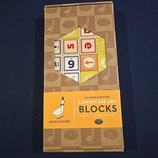 Uncle Goose 28 Wood Embossed Lowercase ABC Blocks Handmade USA
