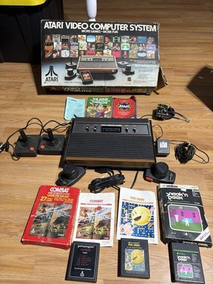 Atari Video Computer System CX2600A Console, Controllers, Games, Pac-Man