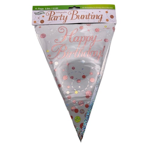Age 60 & happy birthday white rose gold party decorations balloon bunting banner - Picture 28 of 61