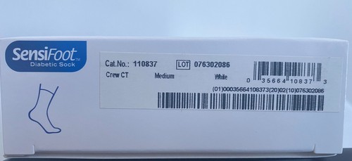 Jobst 110837 SensiFoot Diabetic Sock Crew Closed Toe Medium White 8-15mmHg NEW - Picture 3 of 3