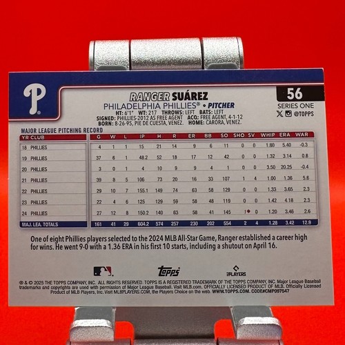 2025 Topps Series 1 - #56 Ranger Suarez - Picture 2 of 2
