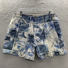 Sperry Top-Sider Mens L Blue White Floral Geometric nautical Swim Trunks Shorts