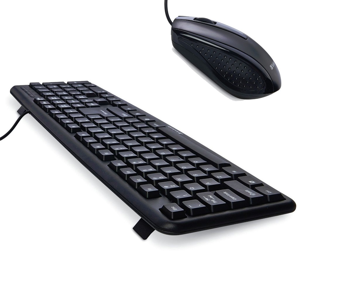 Wired Comfortable Quiet USB Full Size Corded Keyboard and Mouse