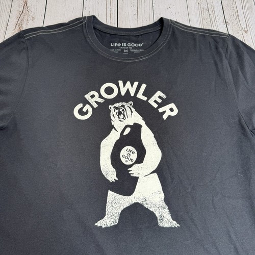 Life is Good Graphic T Shirt Mens Medium Growler Bear Beer Brewery Tee - Picture 2 of 11