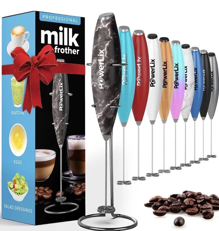 PowerLix Milk Frother Handheld Battery Operated Electric Foam Maker