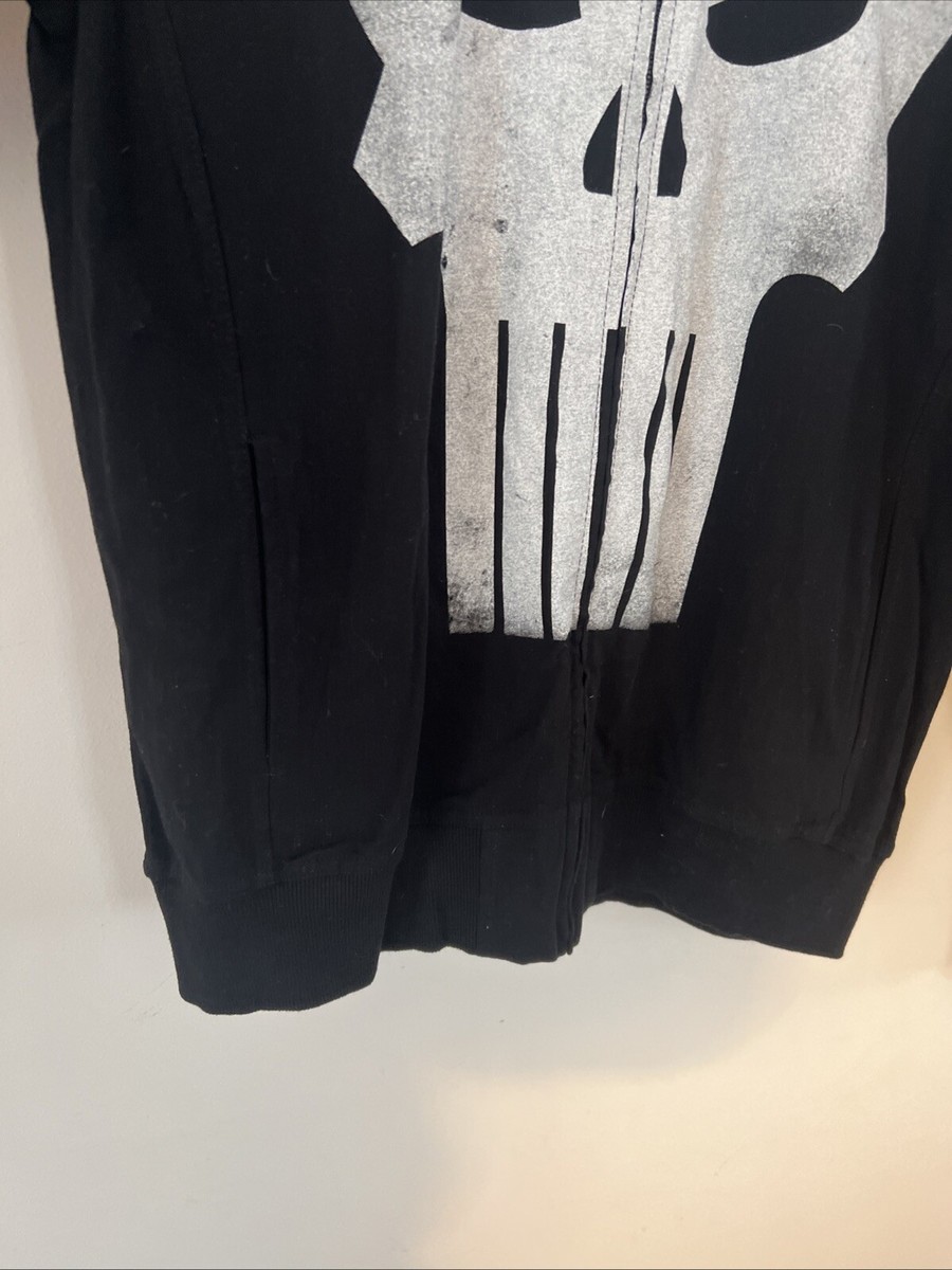 Marvel Punisher Jacket Adult XL Black Zip Big Skull Logo Marvel Punisher Jacket Adult XL Black Zip Big Skull Logo