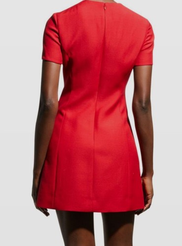 $3500 Valentino Women's Red Short Sleeves Bow Crepe Mini Dress Size 38 - Picture 2 of 5