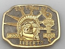 Vtg Belt Buckle 100 Years of Liberty 1884-1984 Statue of Liberty Gold Tone