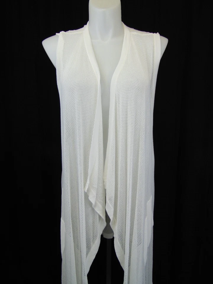 Cardigã Melissa McCarthy Seven7 aberto frontal sem mangas malha espanador 1X #4463 - Imagem 3 de 4