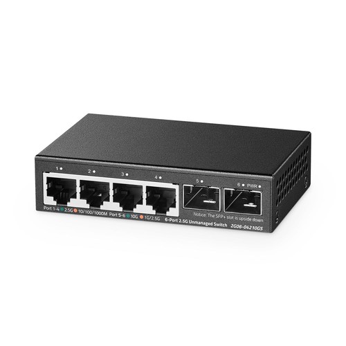 4 Port 2.5G Switch mit 2x10G SFP 4x2.5 Gigabit Ethernet Ports Ultra-Mini Gr...