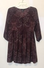 Forever 21 Multicolor Paisley Lined 3/4 Sleeve Short Blouson Dress Size S