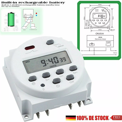 Zeitschaltuhr DC/AC 12V 16A LCD Digital-Display Programmierbar Timer OVP Neu DHL