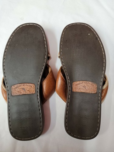 Tommy Bahama Mens Anchors Away Brown Summer Leather Flip Flop Sandals Size 8D - Picture 6 of 10