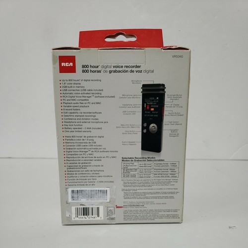 RCA Digital Voice Recorder 800 Hours 1.8" Color Display w/ 2 GB - Picture 3 of 6