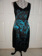 NEW Tahari Size 6 Dress Green/Black Satin (NWT)
