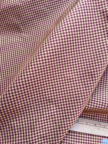 DESIGNER QUALITY SILK TAFFETA GINGHAM CHECK - GOLD/MAROON!!! - Picture 3 of 6
