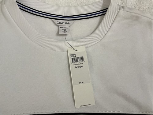 NEU! CALVIN KLEIN HERREN 2XL WEISS RUNDHALS LANGARM Logo SWEATSHIRT - Bild 4 von 4