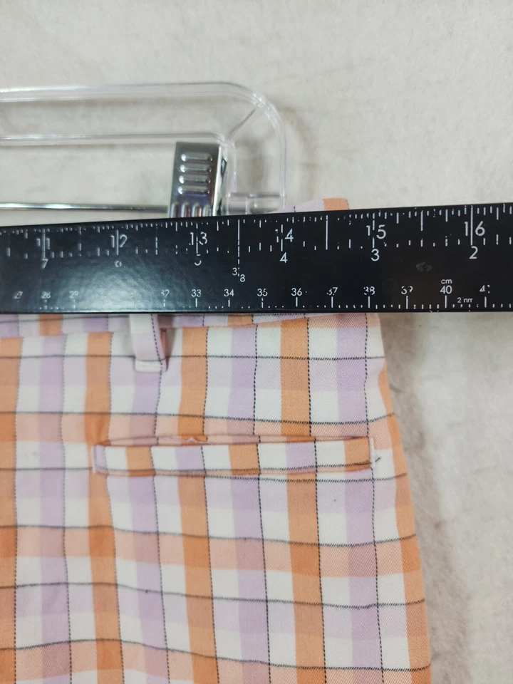 Pantalones al tobillo informales ligeros a cuadros rosa naranja Ann Taylor para mujer 2 30 x 25 Foto 4 de 4