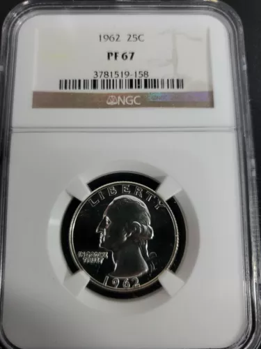 1962 PROOF WASHINGTON QUARTER  PR 67 NGC
