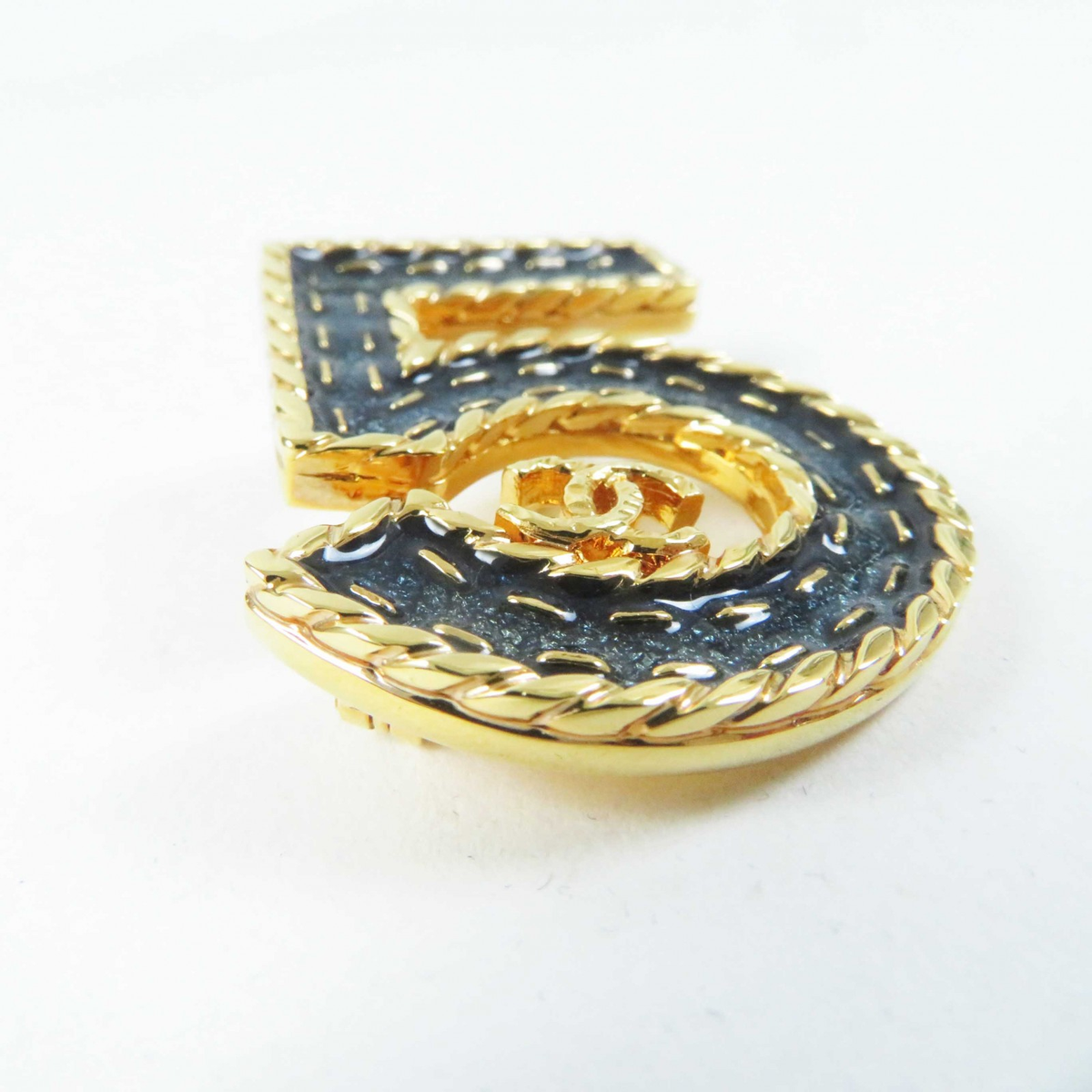 CHANEL NO.5 COCO Mark Brooch pin Gold Plated Navy | eBay