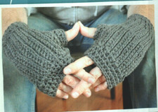 TAYLOR GLOVES FINGERLESS MITTS 2 SIZES MEN'S CROCHET PATTERN INSTRUCTIONS