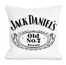 Jack Daniels Kissenbezug 45 x 45 weiß weich Plüsch Geschenk Bar Whiskey