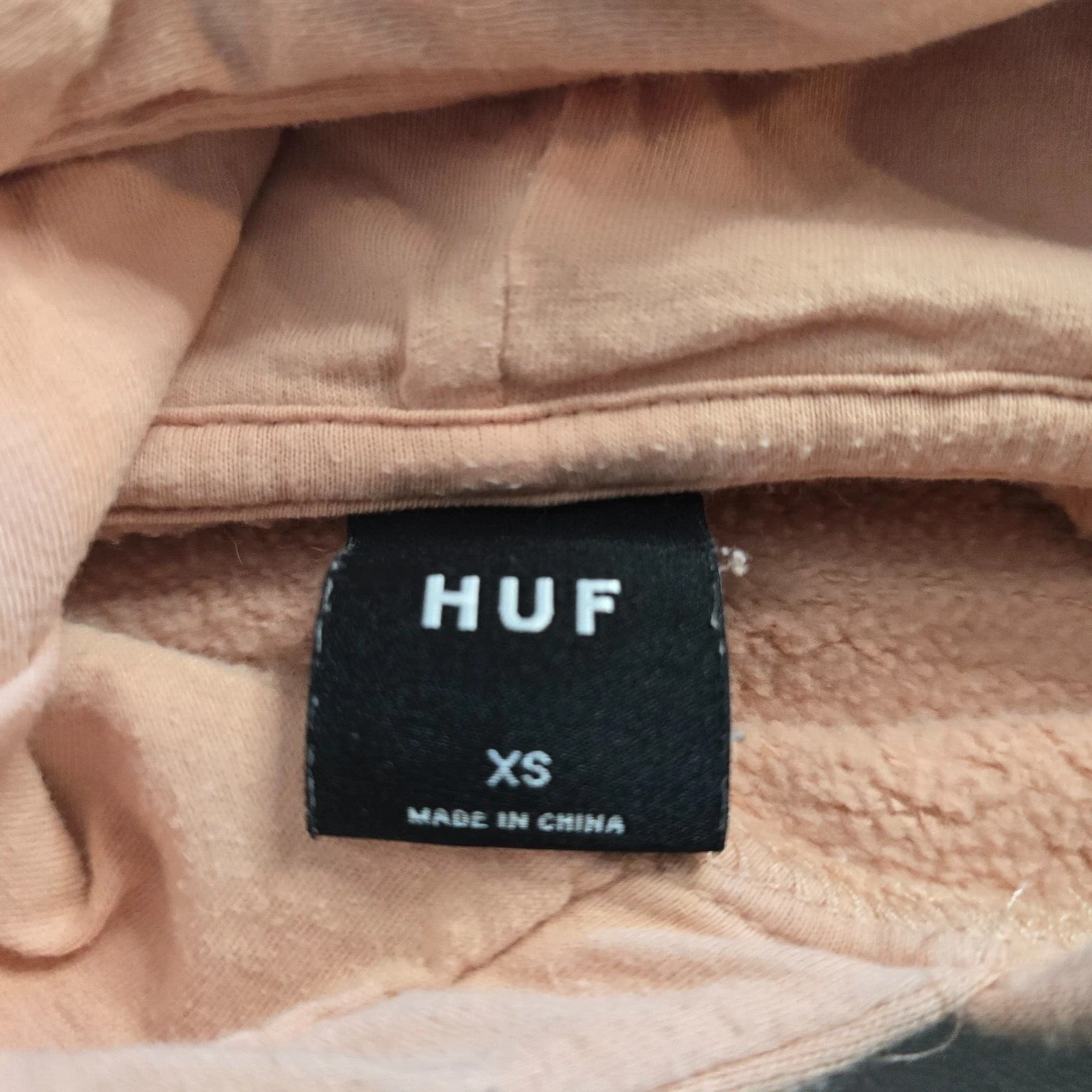 VETEMENTS Huf Felpa con Cappuccio Donna XS Rosa Pesca Manica Lunga Coulisse Tasche Pullover