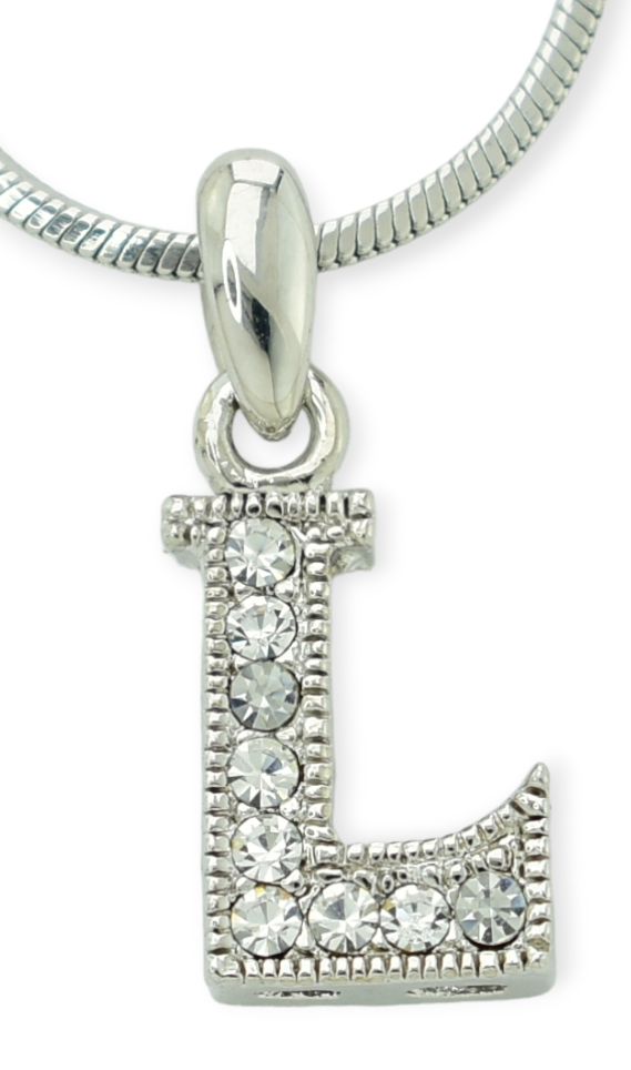 L Initial Necklace with Swarovski Crystal on 18-Inch Chain