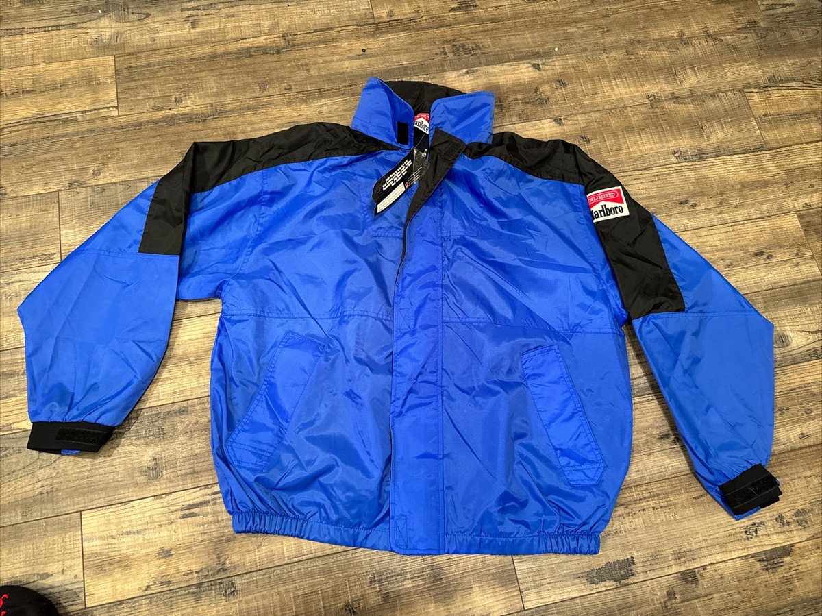 marlboro cigarettes jacket Vintage 1995 Marlboro Cigarettes Company Wind-Breaker Jacket LG Blue NEW  TAGS