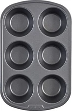 GoodCook Jumbo Muffin Pan 6 Cup Nonstick Heavy Duty Bakeware, Gray