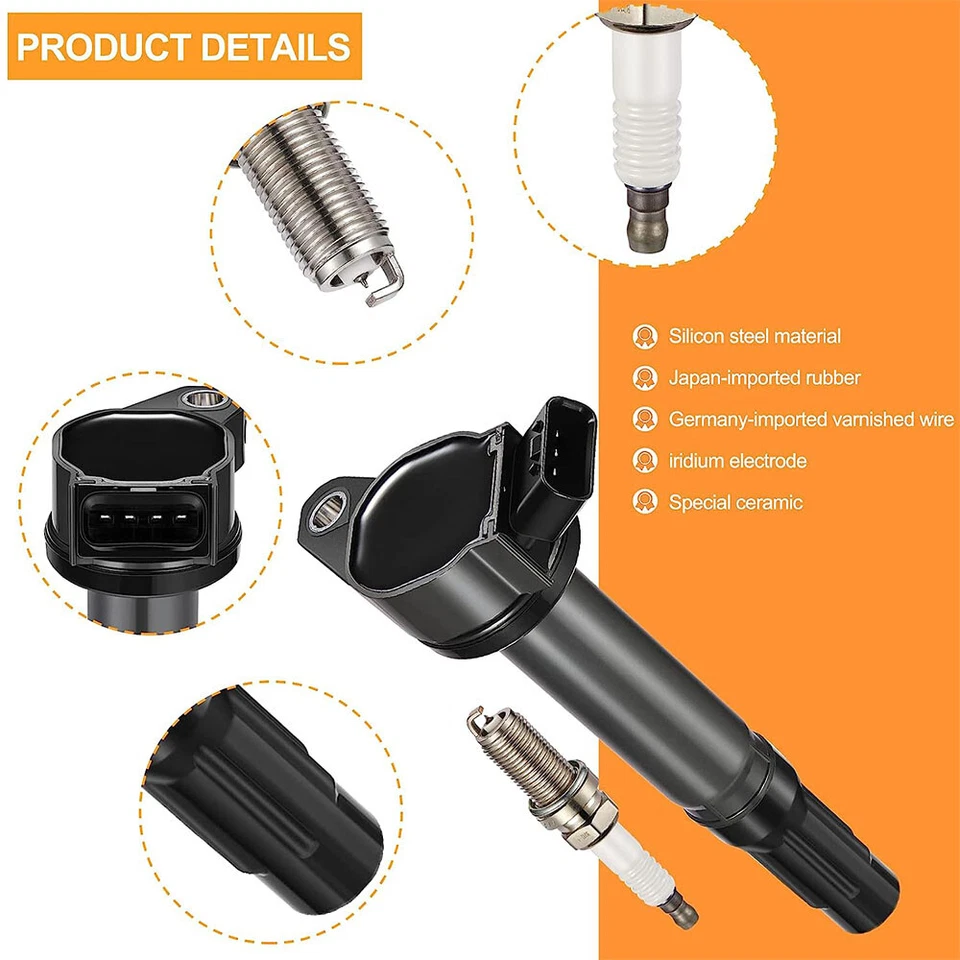 6X Ignition Coils & Iridium Spark Plugs For 2005-2018 Toyota Avalon 3.5L UF487 - Image 2 of 4