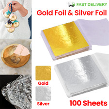 100Sheets DIY Gold Foil Leaf Gilding Handicrafts Paper Decoration Arts Craft US