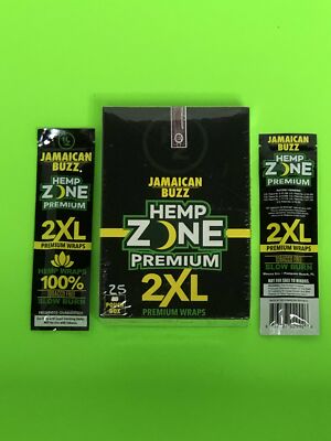 FREE GIFTS Hemp Zone 2XL Jamaican Buzz 50 Natural Organic Rolling Papers   