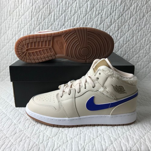Nike Air Jordan 1 Mid UTL (GS) Shoes Youth SZ 6.5Y Fleece Pearl White DO2207-264 - Picture 4 of 12