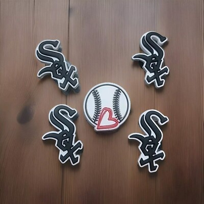 5 Pc Chicago White SOX Croc Charm Lot Baseball Shoe Charms