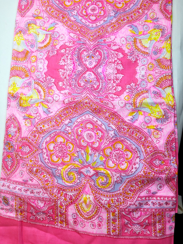 OILILY rechteckiger 2-lagiger Acryl rosa Paisley Schal Halstuch gebraucht, in einwandfreiem Zustand - Bild 7 von 10